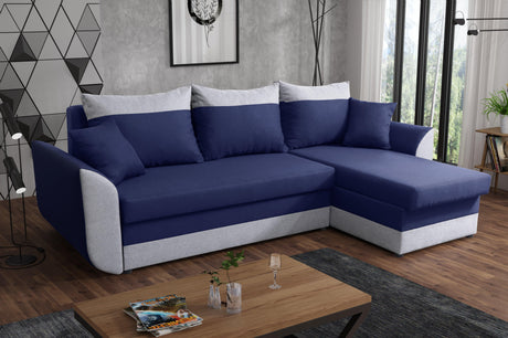 CORNER SOFA BED TRINITY 234CM 2x STORAGE SPACE / FOAM2X Storage space CHOICE OF COLOR FOAM T30MADE IN MALMO FABRIC CLICK HERE Dimensions W: 234cm D:146cm H: 86CM Sleeping area: 131x200cm THIS MODEL IS UNIVERSAL WHICH MEANS YOU CAN CHOOSE CORNER SIDE DURIN