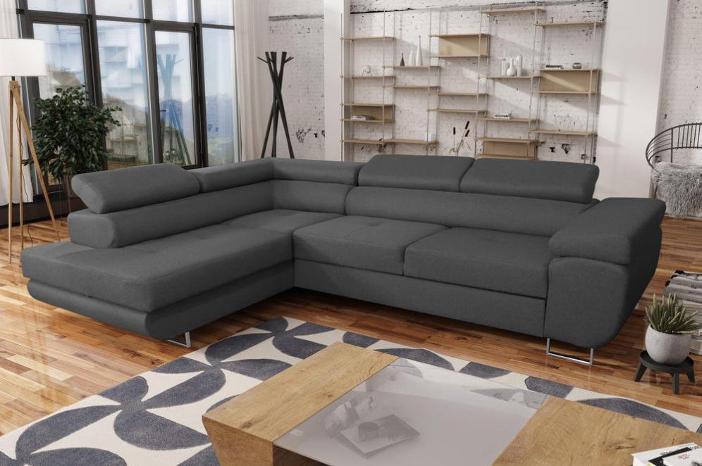 CORNER SOFA BED ASH 275CM MALMO 95 / SPRINGS + FOAMMade in Malmo fabric click hereProduct dimensions:- width: 275 cm- depth: 203 cm- seat depth: 56 cm- seat height: 43 cm- corner height: 90 cm- sleeping area: 125x195 cmThe corner is made of high quality m
