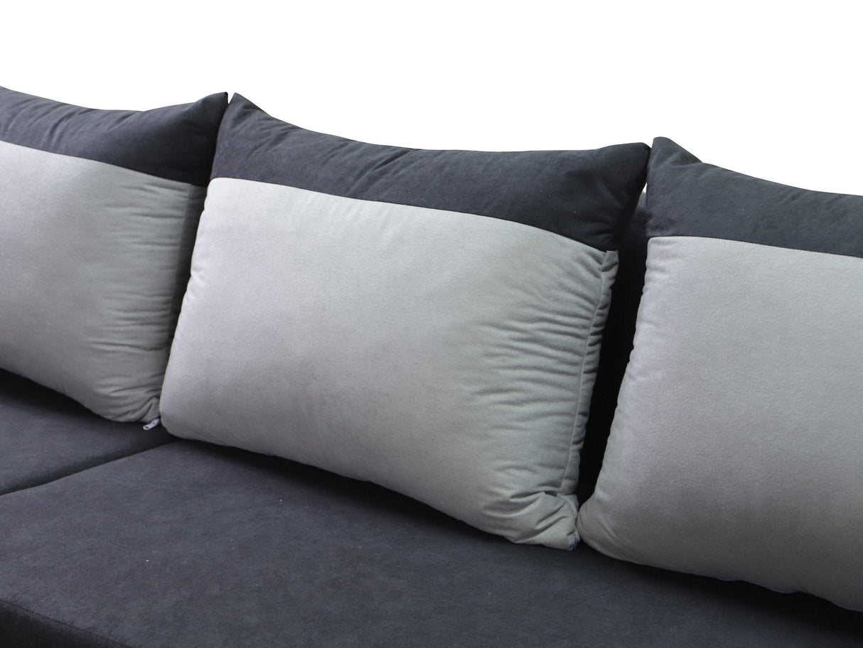 CORNER SOFA BED ALEXA BROWN / BEIGE 238cm universal RIGHT/LEFT CORNER / FOAMTHIS MODEL IN UNIVERSAL WHICH MEANS YOU CAN CHOOSE CORNER SIDE DURING ASSEMBLY3x PILLOWS INCLUDED1X STORAGE SPACESLEEPING FUNCTIONDIMENTIONSWidth: 238 cmDepth: 140cmSleeping area: