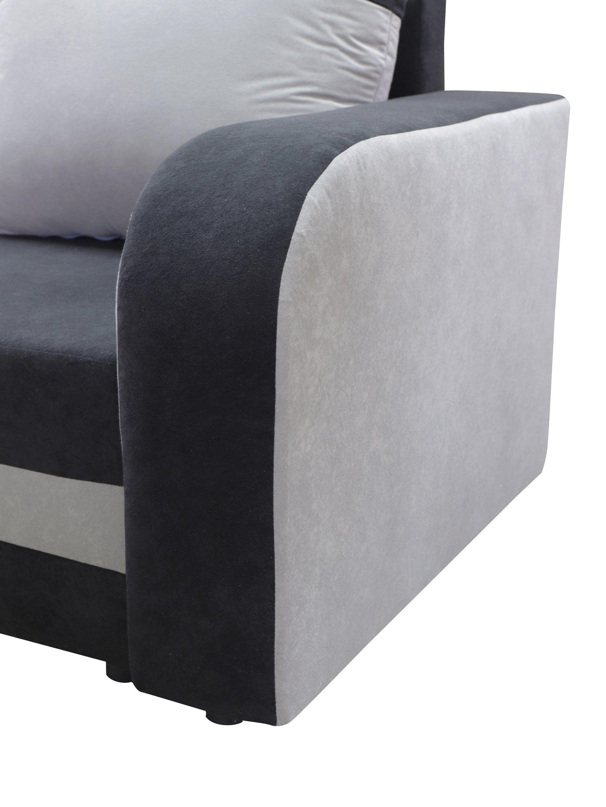 CORNER SOFA BED ALEXA BLACK / DARK GREY 238cm universal RIGHT/LEFT CORNER / FOAMTHIS MODEL IN UNIVERSAL WHICH MEANS YOU CAN CHOOSE CORNER SIDE DURING ASSEMBLY3x PILLOWS INCLUDED1X STORAGE SPACESLEEPING FUNCTIONDIMENTIONSWidth: 238 cmDepth: 140cmSleeping a