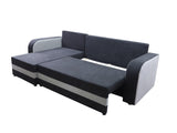 CORNER SOFA BED ALEXA BLACK/BLUE 238cm universal RIGHT/LEFT CORNER / FOAMTHIS MODEL IN UNIVERSAL WHICH MEANS YOU CAN CHOOSE CORNER SIDE DURING ASSEMBLY3x PILLOWS INCLUDED1X STORAGE SPACESLEEPING FUNCTIONDIMENTIONSWidth: 238 cmDepth: 140cmSleeping area: 20