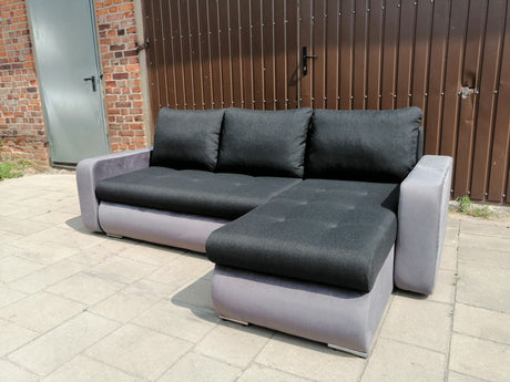 CORNER SOFA BED DAVY CHOICE OF COLOR 238CM / SPRINGS + FOAMTHIS MODEL IS UNIVERSAL WHICH MEANS YOU CAN CHOOSE CORNER SIDE DURING ASSEMBLY BOTTOM FAUX LEATHER 3x PILLOWS INCLUDED1X STORAGE SPACECHROME LEGSWAVY SPRINGS + FOAMDimensions: - width 236 cm - dep