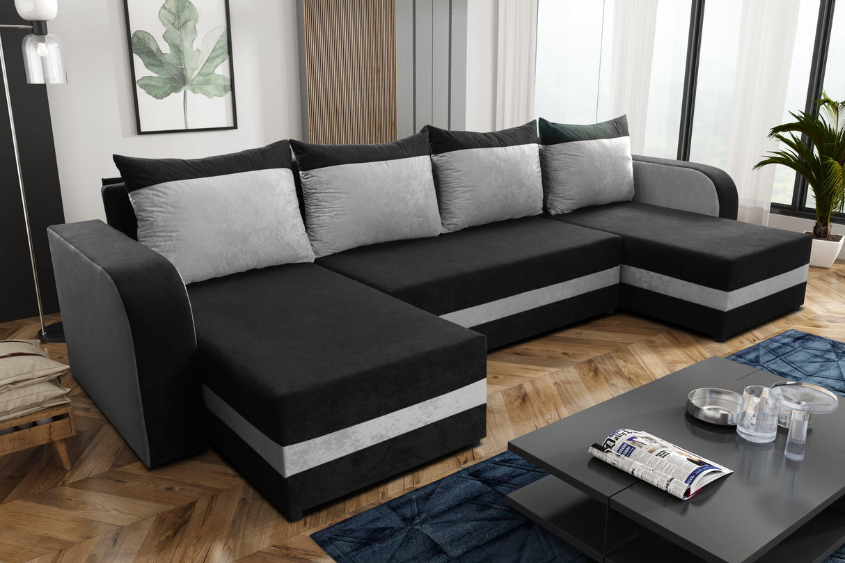 CORNER SOFA BED ALEXA U SHAPE 304CM / FOAMCHOICE OF COLORT30 FOAM STORAGE SPACE4 CUSHIONS Large sleeping areaDIMENTIONS IN PHOTOSAnna Furniture