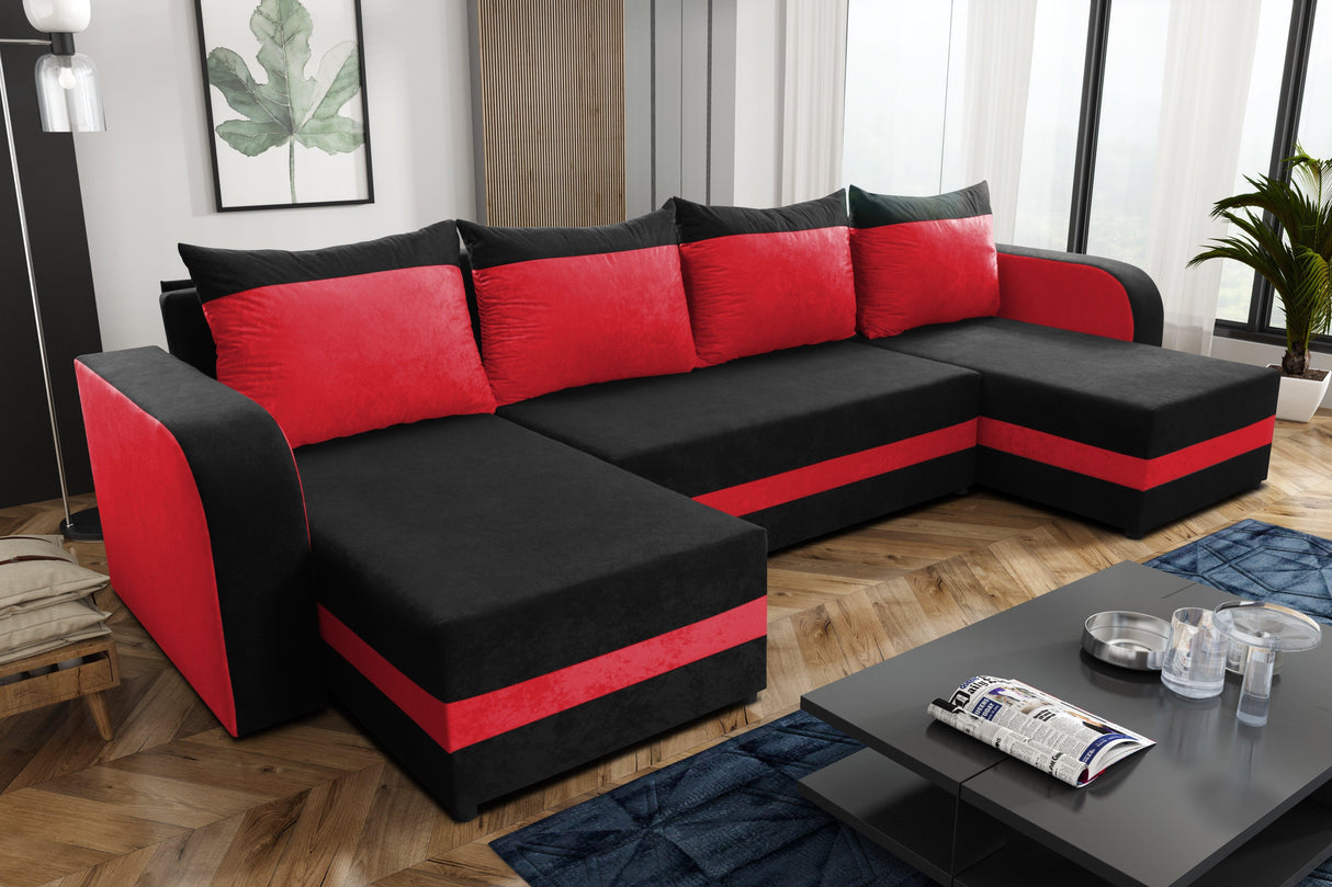 CORNER SOFA BED ALEXA U SHAPE 304CM / FOAMCHOICE OF COLORT30 FOAM STORAGE SPACE4 CUSHIONS Large sleeping areaDIMENTIONS IN PHOTOSAnna Furniture