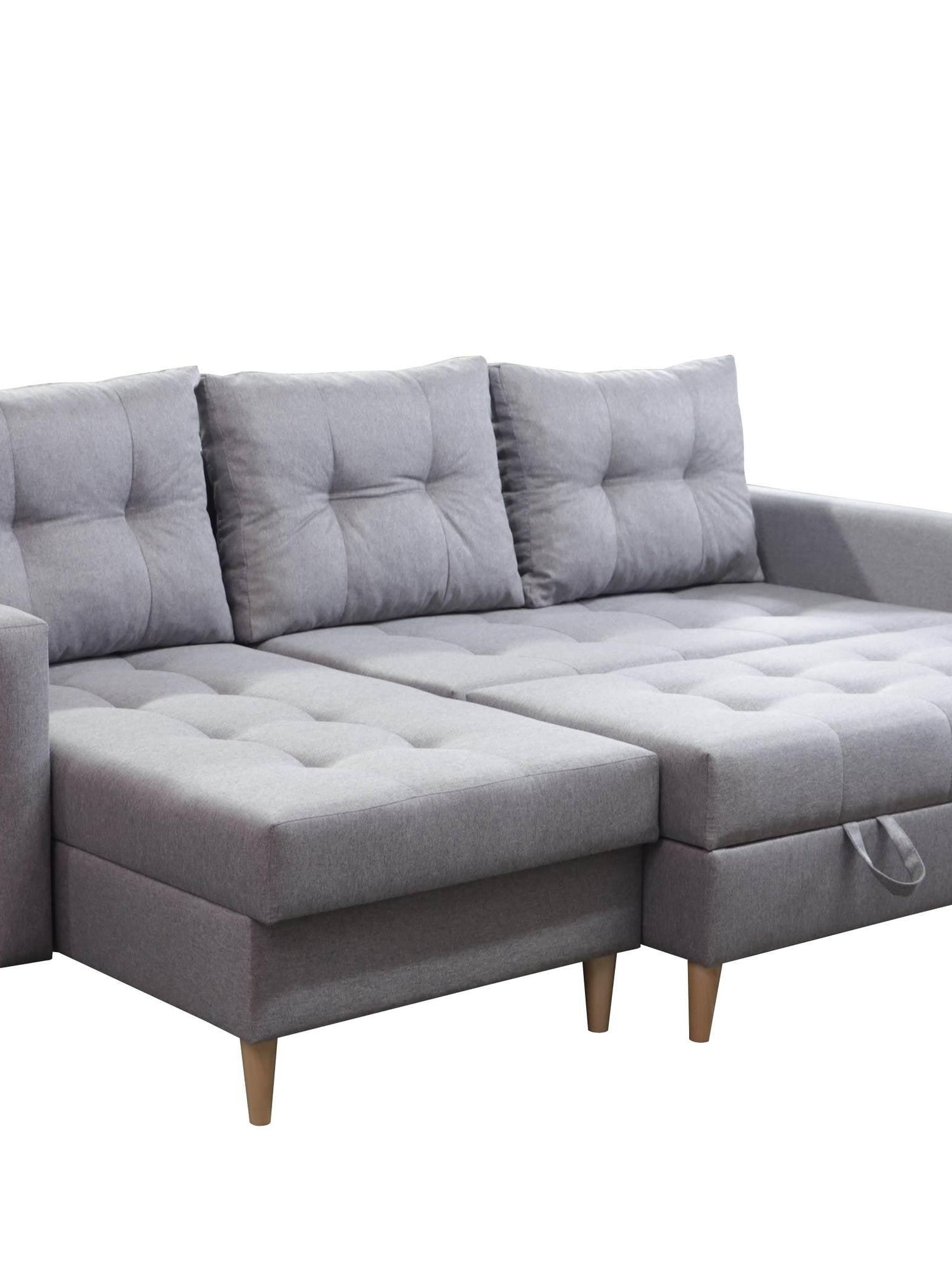 CORNER SOFA BED BRIAN 222CM + STORAGE PUFF / OTTOMAN CHOICE OF COLOR UNIVERSAL RIGHT/LEFT CORNER / BONELL SPINGS + FOAMTHIS MODEL IS UNIVERSAL WHICH MEANS YOU CAN CHOOSE CORNER SIDE DURING ASSEMBLYMADE IN MALMO FABRIC CLICK HERE3x PILLOWS INCLUDED2X STORA