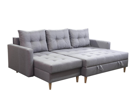 CORNER SOFA BED BRIAN 222CM + STORAGE PUFF / OTTOMAN MALMO 90 UNIVERSAL RIGHT/LEFT CORNERTHIS MODEL IS UNIVERSAL WHICH MEANS YOU CAN CHOOSE CORNER SIDE DURING ASSEMBLYMADE IN MALMO FABRIC CLICK HERE3x PILLOWS INCLUDED2X STORAGE SPACE IN CORNER SOFA1X STOR