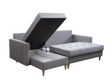 CORNER SOFA BED BRIAN 222CM + STORAGE PUFF / OTTOMAN CHOICE OF COLOR UNIVERSAL RIGHT/LEFT CORNER / BONELL SPINGS + FOAMTHIS MODEL IS UNIVERSAL WHICH MEANS YOU CAN CHOOSE CORNER SIDE DURING ASSEMBLYMADE IN MALMO FABRIC CLICK HERE3x PILLOWS INCLUDED2X STORA