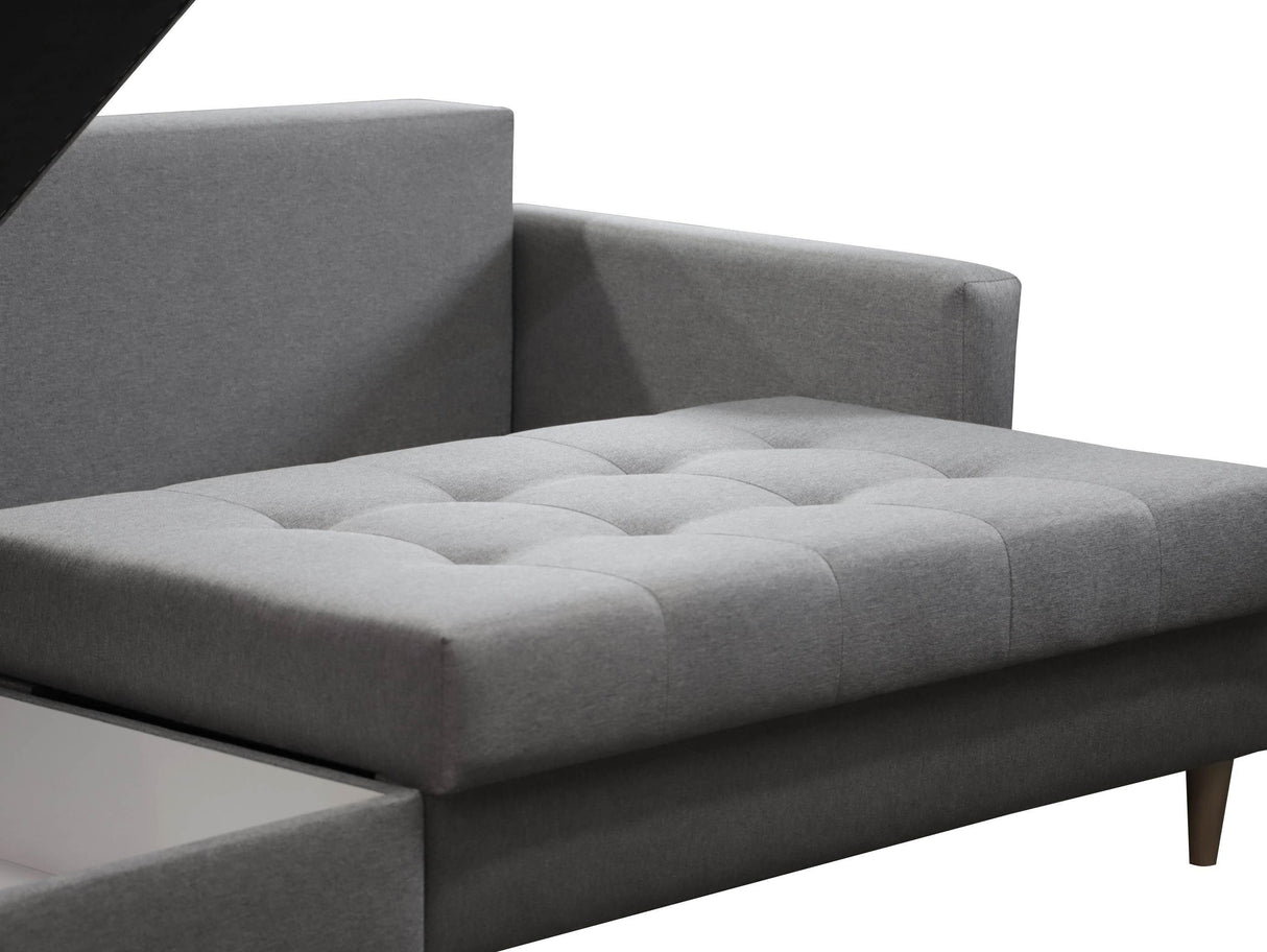 CORNER SOFA BED BRIAN 222CM + STORAGE PUFF / OTTOMAN CHOICE OF COLOR UNIVERSAL RIGHT/LEFT CORNER / BONELL SPINGS + FOAMTHIS MODEL IS UNIVERSAL WHICH MEANS YOU CAN CHOOSE CORNER SIDE DURING ASSEMBLYMADE IN MALMO FABRIC CLICK HERE3x PILLOWS INCLUDED2X STORA