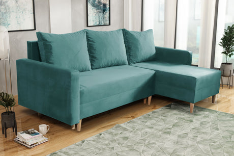 NEW! CORNER SOFA BED SNUGGY 222CM CHOICE OF 41 COLORS UNIVERSAL CORNER RIGHT/LEFT / FOAMTHIS MODEL IS UNIVERSAL WHICH MEANS YOU CAN CHOOSE CORNER SIDE DURING ASSEMBLY3x PILLOWS INCLUDED1X STORAGE SPACESOFT TOUCH FABRC MANILA CLICK HERE DIMENTIONS222X137.5