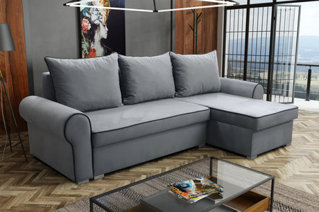 UNIVERSAL CORNER SOFA BED LORD 244cm 2X STORAGE SPACE CHOICE OF COLORS / FOAMTHIS MODEL IS UNIVERSAL WHICH MEANS YOU CAN CHOOSE CORNER SIDE DURING ASSEMBLY3x PILLOWS INCLUDED2X STORAGE SPACEMADE IN MANILA FABRIC CLICK HERE2X STORAGE SPACEManila are charac
