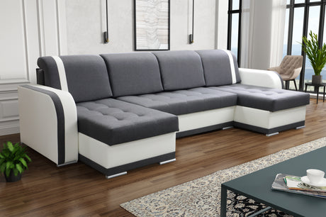 CORNER SOFA BED DINA U SHAPE 308CM 3X STORAGE SPACE CHOICE OF COLOR / BONELL SPRINGS + FOAM3X STORAGE SPACEBONELL SPRINGS + FOAMFABRIC INARI + FAUX LEATHERSIZEWIDTH 308CMDEEPTH 140CMHEIGHT 90CMSLEEPING AREA 270X140CMPACKED WEIGHT/DIMENTIONS 1/4 42kg 43x13