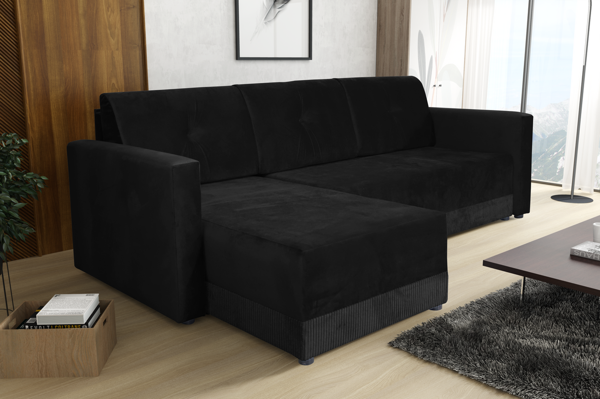 CORNER SOFA BED TEXAS 222CM UNIVERSAL RIGHT/LEFT CORNER CHOICE OF 15 COLORS / FOAMTHIS MODEL IS UNIVERSAL WHICH MEANS YOU CAN CHOOSE CORNER SIDE DURING ASSEMBLY CORNER SOFA BED TEXASFOAM T301X STORAGE SPACE3X PILLOWS MADE OF FOAMEASY CLEAN SOFT TOUCH FABR