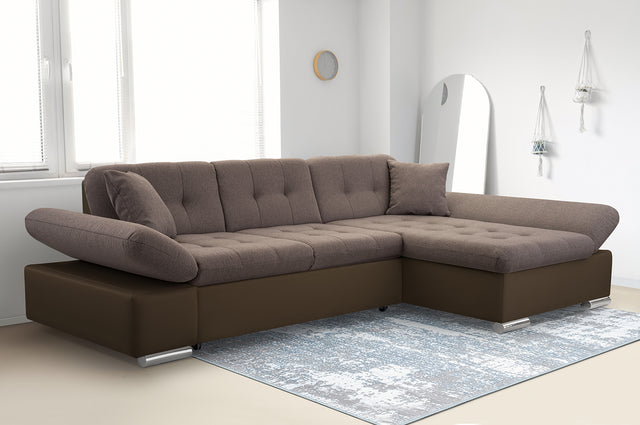 CORNER SOFA BED TOKYO BROWN 278cm TATUM 273 / SOFT 66 / SPRINGS + FOAMADJUSTABLE ARMRESTSLARGE SLEEPING AREALIFT UP STORAGE SPACEFOAM + WAVY SPRINGS TOP OF SOFA FABRIC TATUM CLICK HERE BTOOM FAUX LEATHER SOFT CLICK HEREAnna Furniture
