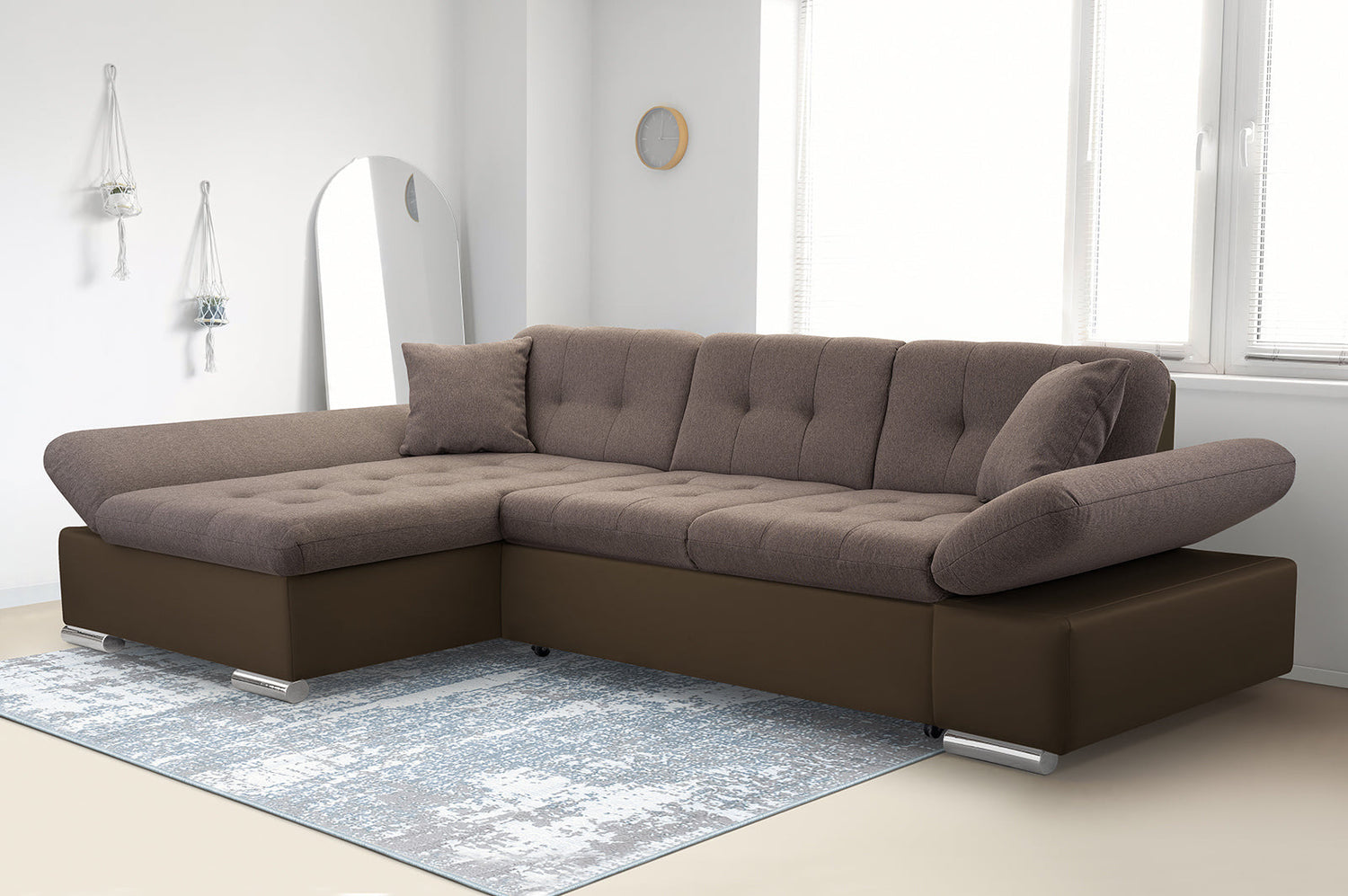 CORNER SOFA BED TOKYO BROWN 278cm TATUM 273 / SOFT 66 / SPRINGS + FOAMADJUSTABLE ARMRESTSLARGE SLEEPING AREALIFT UP STORAGE SPACEFOAM + WAVY SPRINGS TOP OF SOFA FABRIC TATUM CLICK HERE BTOOM FAUX LEATHER SOFT CLICK HEREAnna Furniture