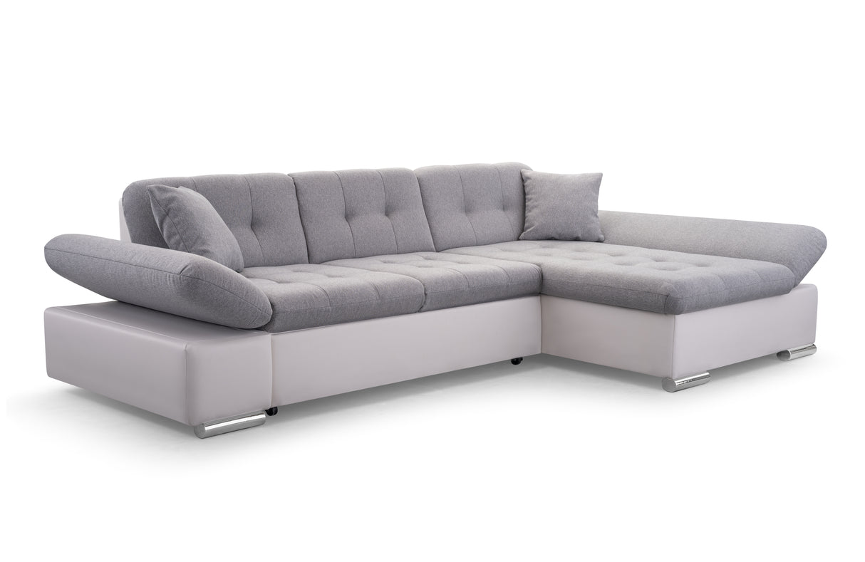 CORNER SOFA BED TOKYO GREY/WHITE 278cm TATUM 279 / SOFT 17 / SPRINGS + FOAMADJUSTABLE ARMRESTSLARGE SLEEPING AREALIFT UP STORAGE SPACEFOAM + WAVY SPRINGS TOP OF SOFA FABRIC TATUM CLICK HERE BTOOM FAUX LEATHER SOFT CLICK HEREAnna Furniture