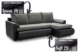 CORNER SOFA BED PRADO LAWA 14 SOFT 29 RIGHT HAND SIDE CORNER 226CM / SPRINGS + FOAMSEAT AND CUSHIONS MADE IN LAWA 14 FABRIC CLICK HERE BOTTOM AND SIDES MADE ON FAUX LEATHER SOFT 29 CLICK HERECORNER SOFA BED PRADAWAVY SPRINGSFOAM T30SLEEPING FUNCTIONDIMENS
