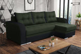 CORNER SOFA BED SAM GREEN MALMO 37 / BLACK 236CM 2X STORAGE SPACE universal RIGHT/LEFT CORNER / BONELL SPRINGS + FOAMTHIS MODEL IS UNIVERSAL WHICH MEANS YOU CAN CHOOSE CORNER SIDE DURING ASSEMBLY3x PILLOWS INCLUDED2X STORAGE SPACE BONELL SPRINGS + FOAM -