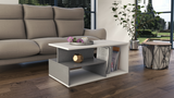 COFFEE TABLE PRIMA WHITE / GREY 90X51CMDIMENSIONS: Width: 90 cm-Depth: 51 cmHeight: 43 cm Usage: The surface of the furniture should be cleaned with a soft cloth. Avoid using harsh chemicals. In the package: Assembly instructions with all necessary assemb