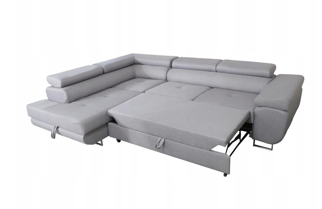 CORNER SOFA BED ASH 275CM MALMO 95 / SPRINGS + FOAMMade in Malmo fabric click hereProduct dimensions:- width: 275 cm- depth: 203 cm- seat depth: 56 cm- seat height: 43 cm- corner height: 90 cm- sleeping area: 125x195 cmThe corner is made of high quality m