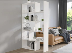 TALL 188CM BOOKCASE WHITE ADJUSTABLE WIDTH 72-125CMDimensions: width: 725 UP TO 1250 mm, height: 1880 mm, depth: 330 mmMADE OF:- 22 mm laminated board in white- ABS edging 0.4 mmAnna Furniture