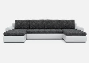 CORNER SOFA BED PRADO U LAWA 17/1115 DARK GREY/WHITE 300CM / SPRINGS + FOAMWavy springs CHOICE OF COLOR large sleeping areaSEAT AND CUSHION MADE IN LAWA FABRIC CLICK HERE BOTTOM AND SIDES MADE ON FAUX LEATHER SOFT CLICK HERE Dimensions W: 300cm D:152cm H: