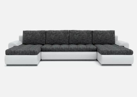 CORNER SOFA BED PRADO U LAWA 17/1115 DARK GREY/WHITE 300CM / SPRINGS + FOAMWavy springs CHOICE OF COLOR large sleeping areaSEAT AND CUSHION MADE IN LAWA FABRIC CLICK HERE BOTTOM AND SIDES MADE ON FAUX LEATHER SOFT CLICK HERE Dimensions W: 300cm D:152cm H: