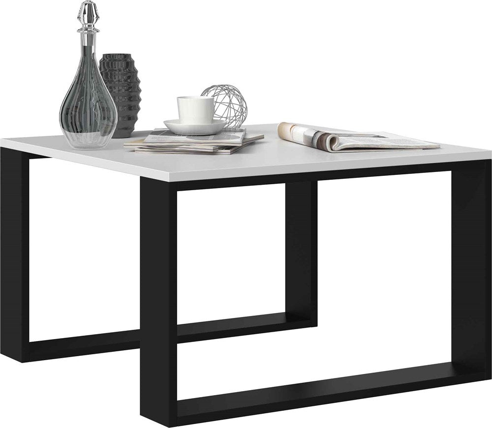 COFFEE TABLE LIVING ROOM LOFT MODERN MINI WHITE BLACK 67x67cmfunctionality easy assembly assembly instructions in the packagePerfect for the living room.its made of a double-laminated board with increased hardness, which makes the surface of the furniture