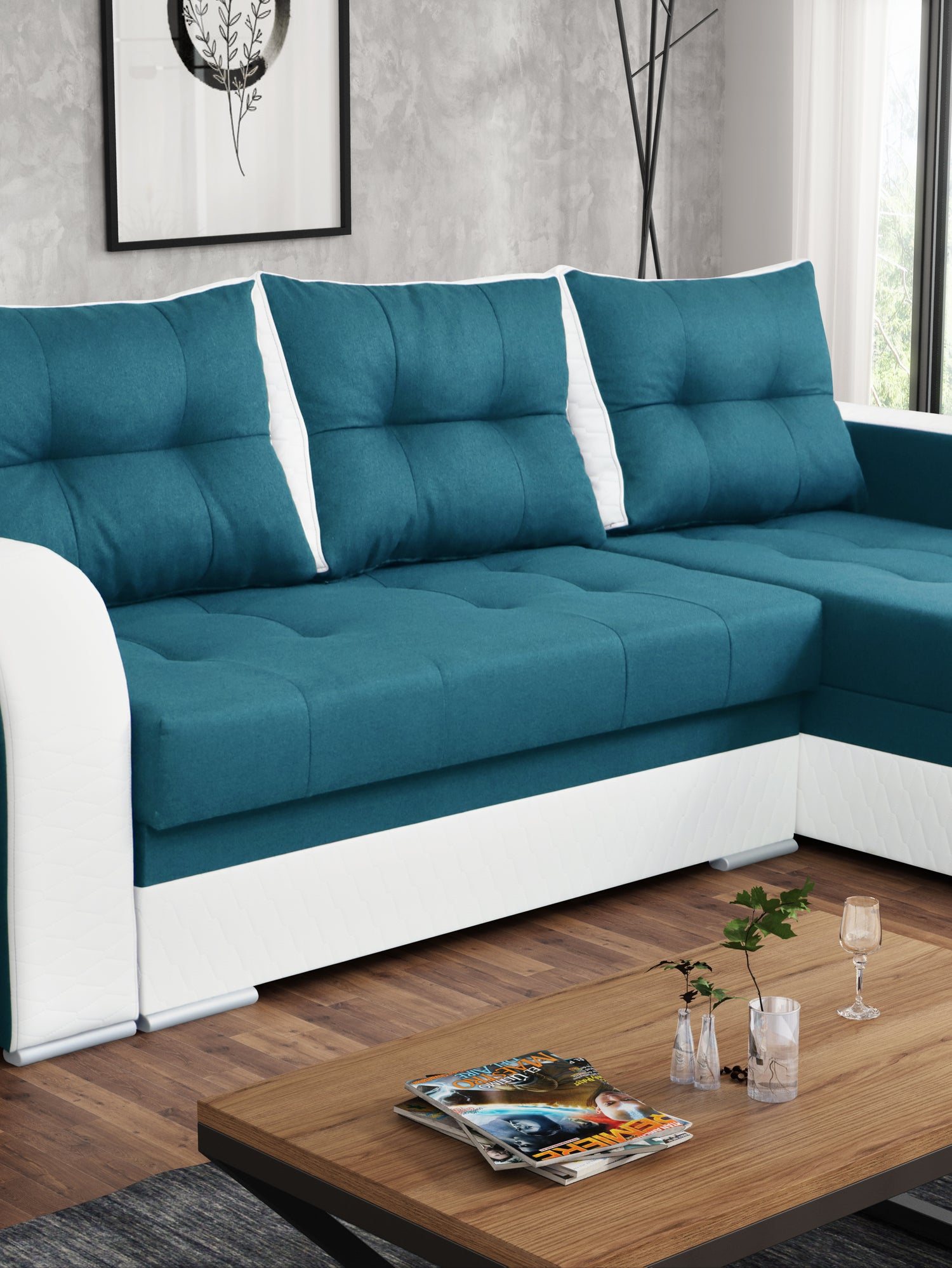 CORNER SOFA BED SAM TWIST 12 / 1115 236CM 2X STORAGE SPACE universal RIGHT/LEFT CORNER / BONELL SPRINGS + FOAMTHIS MODEL IS UNIVERSAL WHICH MEANS YOU CAN CHOOSE CORNER SIDE DURING ASSEMBLY3x PILLOWS INCLUDED2X STORAGE SPACE BONELL SPRINGS + FOAM - length: