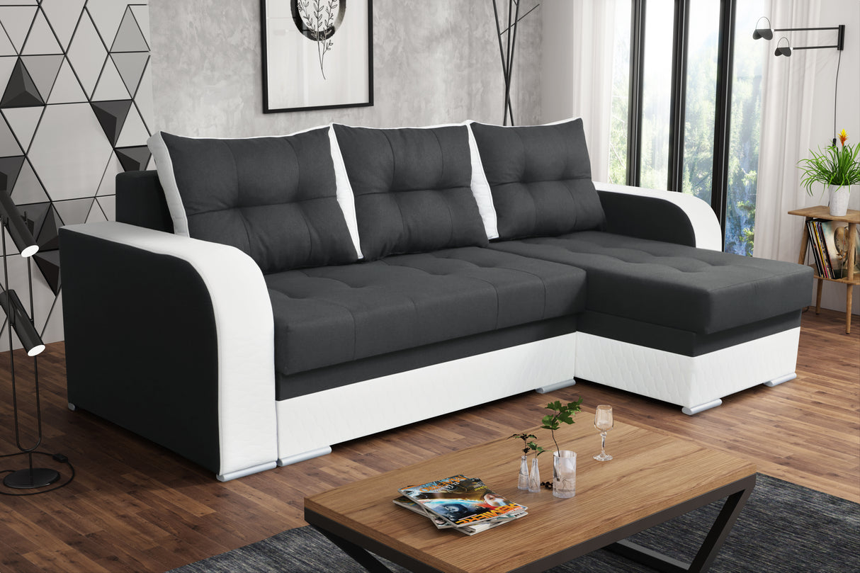 CORNER SOFA BED SAM TWIST 20 / 1115 236CM 2X STORAGE SPACE universal RIGHT/LEFT CORNER / BONELL SPRINGS + FOAMTHIS MODEL IS UNIVERSAL WHICH MEANS YOU CAN CHOOSE CORNER SIDE DURING ASSEMBLY3x PILLOWS INCLUDED2X STORAGE SPACE BONELL SPRINGS + FOAM - length: