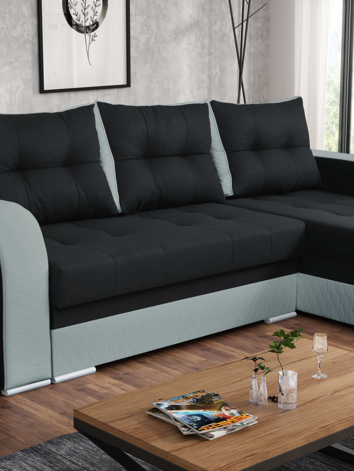 CORNER SOFA BED SAM TWIST 23 / 1132 236CM 2X STORAGE SPACE universal RIGHT/LEFT CORNER / BONELL SPRINGS + FOAMTHIS MODEL IS UNIVERSAL WHICH MEANS YOU CAN CHOOSE CORNER SIDE DURING ASSEMBLY3x PILLOWS INCLUDED2X STORAGE SPACE BONELL SPRINGS + FOAM - length: