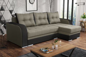 CORNER SOFA BED SAM TWIST 3 / BROWN 236CM 2X STORAGE SPACE universal RIGHT/LEFT CORNER / BONELL SPRINGS + FOAMTHIS MODEL IS UNIVERSAL WHICH MEANS YOU CAN CHOOSE CORNER SIDE DURING ASSEMBLY3x PILLOWS INCLUDED2X STORAGE SPACE BONELL SPRINGS + FOAM - length: