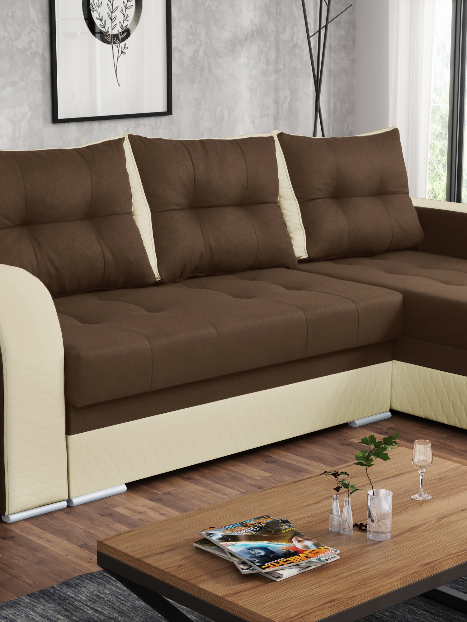 CORNER SOFA BED SAM TWIST 7 / 1124 236CM 2X STORAGE SPACE universal RIGHT/LEFT CORNER / BONELL SPRINGS + FOAMTHIS MODEL IS UNIVERSAL WHICH MEANS YOU CAN CHOOSE CORNER SIDE DURING ASSEMBLY3x PILLOWS INCLUDED2X STORAGE SPACE BONELL SPRINGS + FOAM - length: