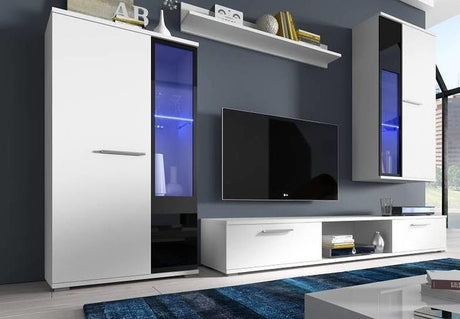 TV WALL UNIT SALSA WHITE MATTEFlat packed for self-assembly with a clear and easy instructions. Modern design makes it suitable for any interior.-Matt finish REMOTE CONTROL 16 COLORS LED LIGHTS £20Anna Furniture