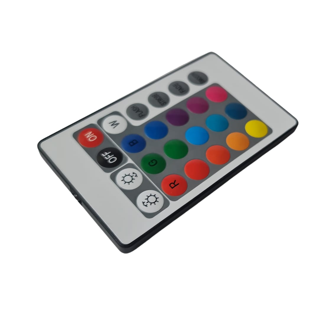 4x RGB LED clips for glass shelves (16 colors remote control LED lights)Technical parameters: number of clips in the set - 4 number of LEDs in each clip - 3 LEDs used - SMD 5050 RGB clip length - 7cm clip housing - transparent cable length from the clip t