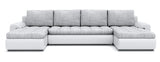 CORNER SOFA BED PRADO U LAWA 09/1115 GREY/WHITE 300CM / SPRINGS + FOAMWavy springs CHOICE OF COLOR large sleeping areaSEAT AND CUSHION MADE IN LAWA FABRIC CLICK HERE BOTTOM AND SIDES MADE ON FAUX LEATHER SOFT CLICK HERE Dimensions W: 300cm D:152cm H: 85cm