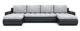 CORNER SOFA BED PRADO U SHAPE LAWA 09/1114 300cm GREY/BLACK / SPRINGS + FOAMWavy springs + FOAM CHOICE OF COLOR large sleeping areaSeat and cushions made of Lawa Fabric click here bottom and sides made on faux leather Soft click here. Dimensions W: 300cm