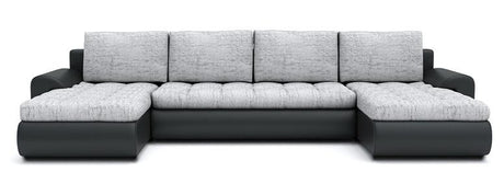 CORNER SOFA BED PRADO U SHAPE LAWA 09/1114 300cm GREY/BLACK / SPRINGS + FOAMWavy springs + FOAM CHOICE OF COLOR large sleeping areaSeat and cushions made of Lawa Fabric click here bottom and sides made on faux leather Soft click here. Dimensions W: 300cm