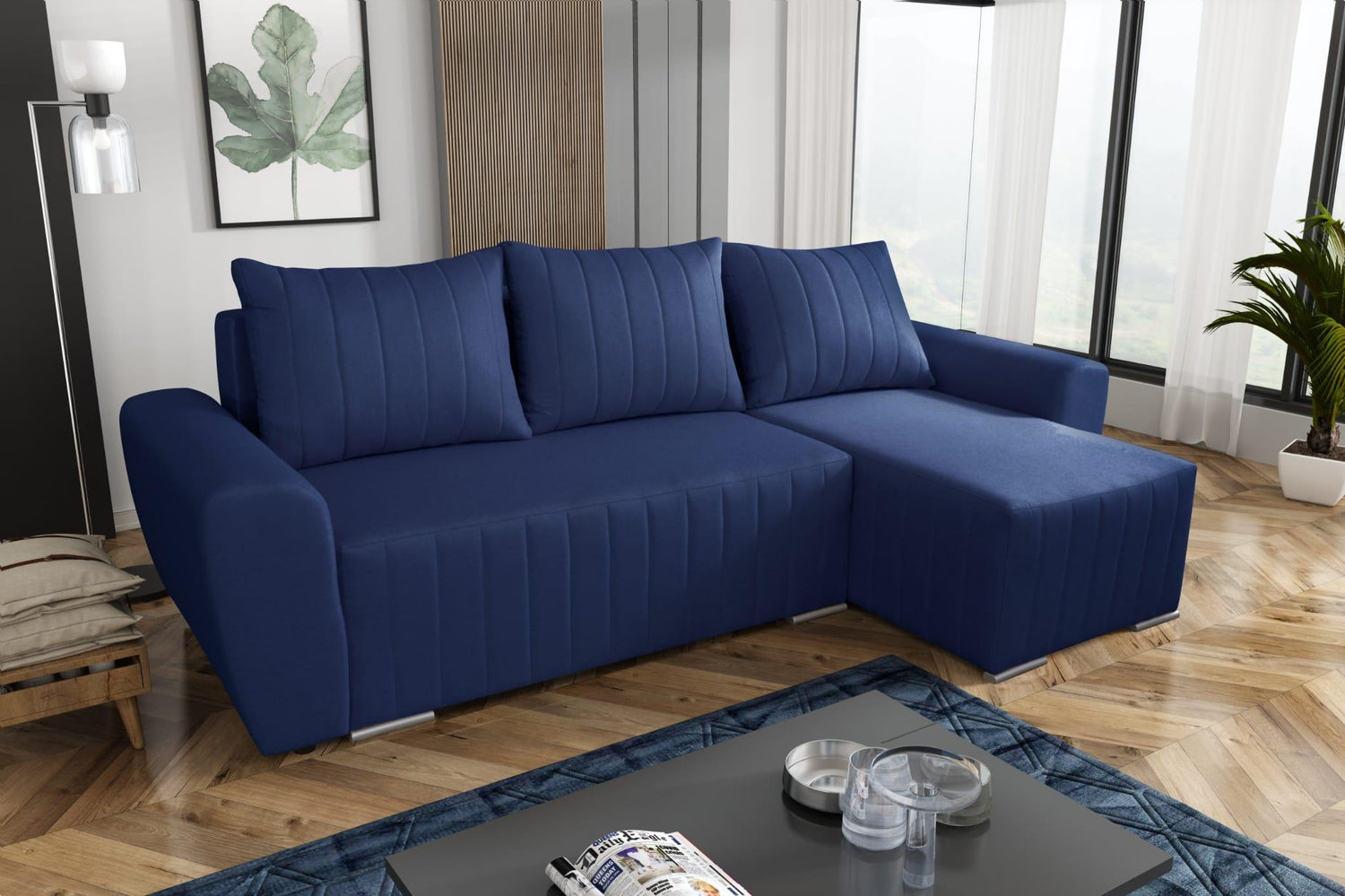 CORNER SOFA BED MALIBU 248CM UNIVERSAL CHOICE OF COLORS UNIVERSAL RIGHT/LEFT CORNER / FOAMTHIS MODEL IS UNIVERSAL WHICH MEANS YOU CAN CHOOSE CORNER SIDE DURING ASSEMBLYMADE IN MALMO FABRIC CLICK HERE3x PILLOWS INCLUDED1X STORAGE SPACEDIMENTIONS:Corner wid