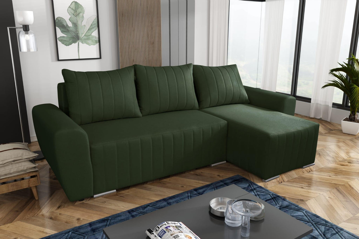 CORNER SOFA BED MALIBU 248CM UNIVERSAL CHOICE OF COLORS UNIVERSAL RIGHT/LEFT CORNER / FOAMTHIS MODEL IS UNIVERSAL WHICH MEANS YOU CAN CHOOSE CORNER SIDE DURING ASSEMBLYMADE IN MALMO FABRIC CLICK HERE3x PILLOWS INCLUDED1X STORAGE SPACEDIMENTIONS:Corner wid