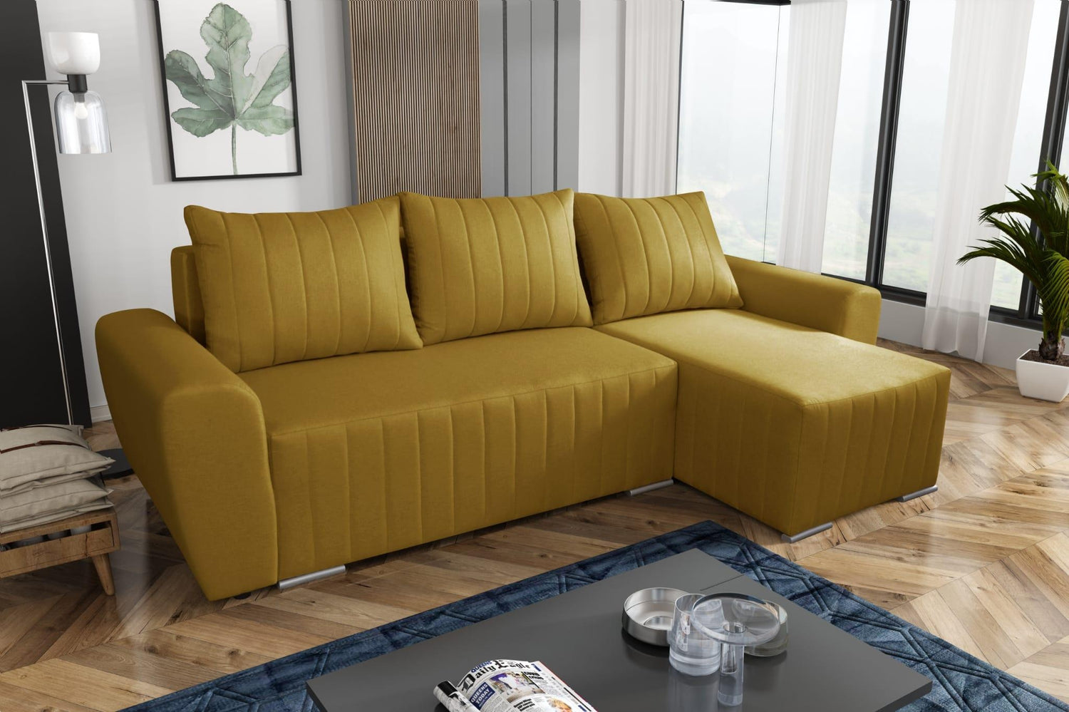 CORNER SOFA BED MALIBU 248CM UNIVERSAL CHOICE OF COLORS UNIVERSAL RIGHT/LEFT CORNER / FOAMTHIS MODEL IS UNIVERSAL WHICH MEANS YOU CAN CHOOSE CORNER SIDE DURING ASSEMBLYMADE IN MALMO FABRIC CLICK HERE3x PILLOWS INCLUDED1X STORAGE SPACEDIMENTIONS:Corner wid