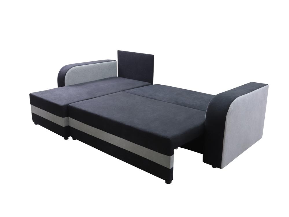 CORNER SOFA BED ALEXA GREY / BLACK 238cm universal RIGHT/LEFT CORNER / FOAMTHIS MODEL IN UNIVERSAL WHICH MEANS YOU CAN CHOOSE CORNER SIDE DURING ASSEMBLY3x PILLOWS INCLUDED1X STORAGE SPACESLEEPING FUNCTIONDIMENTIONSWidth: 238 cmDepth: 140cmSleeping area:
