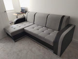 CORNER SOFA BED DINA 236CM 2X STORAGE SPACE GREY/BLACK INARI 91/1114 UNIVERSAL CORNER RIGHT/LEFT CORNER / BONELL SPRINGS + FOAMVIEW ALL COLORS CLICK HERE﻿THIS MODEL IS UNIVERSAL WHICH MEANS YOU CAN CHOOSE CORNER SIDE DURING ASSEMBLYBONELL SPRINGS + FOAM 2