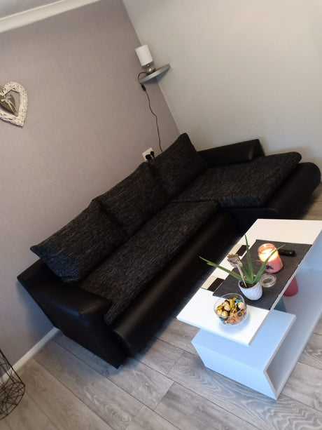 CORNER SOFA BED PRADO LAWA 6/11 226CM / SPRINGS + FOAMSEAT AND CUSHIONS MADE IN LAWA FABRIC CLICK HERE BOTTOM AND SIDES MADE ON FAUX LEATHER SOFT CLICK HERECORNER SOFA BED PRADAWAVY SPRINGSFOAM T30SLEEPING FUNCTIONDIMENSTIONS:WIDTH: 226cmDEPTH: 152CMHEIGH