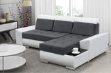 CORNER SOFA BED LONDON 2315/W53 252CM 2X STORAGE SPACE STAIN RESISTANT EASY CLEAN FABRIC / BONELL SPRINGS + FOAM252X167CMSLEEPING AREA 200X140CMFABRIC:CASABLANCA + FAUX LEATHERFEATURES:2X STORAGE CONTAINERSGLASS SHELFSTAIN RESISTANT FABRICBONELL SPRINGS +