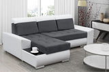 CORNER SOFA BED LONDON 2315/W53 252CM 2X STORAGE SPACE STAIN RESISTANT EASY CLEAN FABRIC / BONELL SPRINGS + FOAM252X167CMSLEEPING AREA 200X140CMFABRIC:CASABLANCA + FAUX LEATHERFEATURES:2X STORAGE CONTAINERSGLASS SHELFSTAIN RESISTANT FABRICBONELL SPRINGS +
