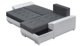 CORNER SOFA BED LONDON 2316/1132 252CM 2X STORAGE SPACE STAIN RESISTANT EASY CLEAN FABRIC / BONELL SPRINGS + FOAM252X167CMSLEEPING AREA 200X140CMFABRIC:CASABLANCA + FAUX LEATHERFEATURES:2X STORAGE CONTAINERSGLASS SHELFSTAIN RESISTANT FABRICBONELL SPRINGS