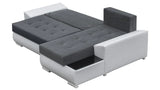 CORNER SOFA BED LONDON 2316/1115/60 252CM 2X STORAGE SPACE STAIN RESISTANT EASY CLEAN FABRIC / BONELL SPRINGS + FOAM252X167CMSLEEPING AREA 200X140CMFABRIC:CASABLANCA + FAUX LEATHERFEATURES:2X STORAGE CONTAINERSGLASS SHELFSTAIN RESISTANT FABRICBONELL SPRIN