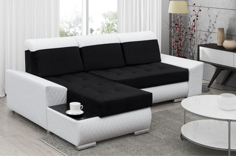 CORNER SOFA BED LONDON 2316/1115/60 252CM 2X STORAGE SPACE STAIN RESISTANT EASY CLEAN FABRIC / BONELL SPRINGS + FOAM252X167CMSLEEPING AREA 200X140CMFABRIC:CASABLANCA + FAUX LEATHERFEATURES:2X STORAGE CONTAINERSGLASS SHELFSTAIN RESISTANT FABRICBONELL SPRIN