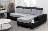 CORNER SOFA BED LONDON 2314/1114/60 252CM 2X STORAGE SPACE STAIN RESISTANT EASY CLEAN FABRIC / BONELL SPRINGS + FOAM252X167CMSLEEPING AREA 200X140CMFABRIC:CASABLANCA + FAUX LEATHERFEATURES:2X STORAGE CONTAINERSGLASS SHELFSTAIN RESISTANT FABRICBONELL SPRIN