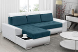 CORNER SOFA BED LONDON 2313/1115/60 252CM 2X STORAGE SPACE STAIN RESISTANT EASY CLEAN FABRIC / BONELL SPRINGS + FOAM252X167CMSLEEPING AREA 200X140CMFABRIC:CASABLANCA + FAUX LEATHERFEATURES:2X STORAGE CONTAINERSGLASS SHELFSTAIN RESISTANT FABRICBONELL SPRIN